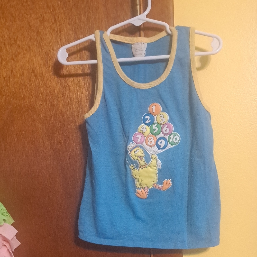 Vintage JcPenny Sesame Street Big Bird Holding Balloons Sleevless Shirt Size 6x